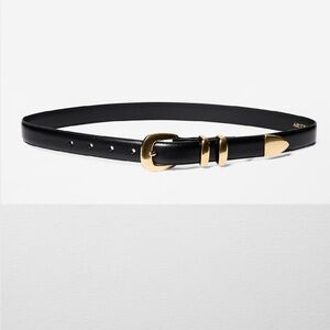 Aritzia Babaton Legendary black leather belt western gold xxs 2xs